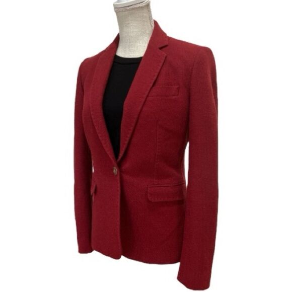 Massimo Dutti Wool Blend Brick Red Blazer Jacket Size 6US - Picture 7 of 9